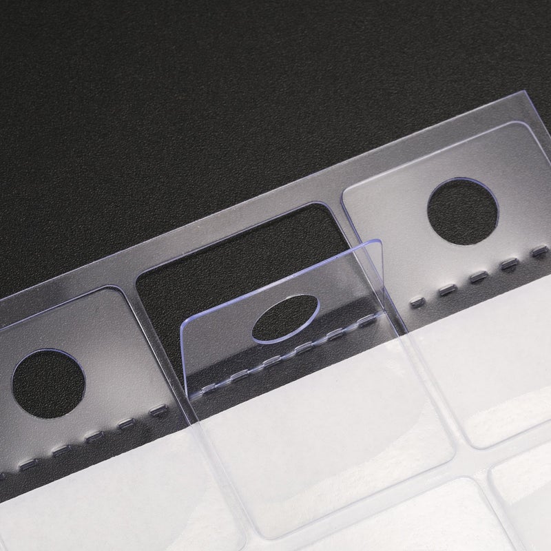 تيكيونايت علامات تعليق لاصقة 1 1/2 × 1 بوصة فتحة مستديرة من البلاستيك الشفاف علامات تعليق عرض علامات تبويب قابلة للطي لعرض متجر البيع بالتجزئة (300 قطعة) - Image 2